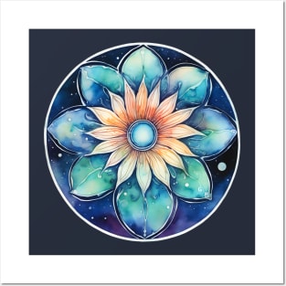 Galaxy Flower Mandala Circle Design Posters and Art